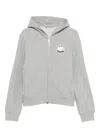 Moncler Logo-patch Zip-up Hoodie In Gray