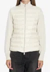 Moncler Womens Light Beige Logo-badge Padded Zip Wool And Nylon Cardigan In Sand