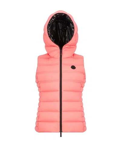 Moncler Logo Patch Zip In Pink