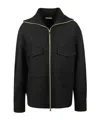 Moncler Wool Blend Zip-up Shirt Jacket In Black
