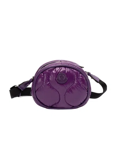 Moncler Logo Patch Zip-up Shoulder Bag In Purple