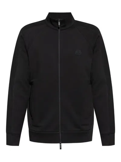Moncler Logo-patch Zip-up Sweatshirt In Black
