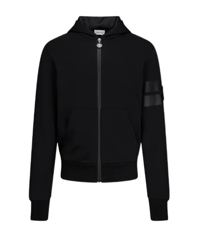 Moncler Logo-patch Zipped Hoodie In Black