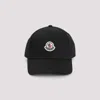 Moncler Logo Cotton Gabardine Baseball Cap In Black