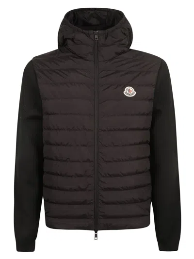 Moncler Logo Patched Knit Paneled Puffer Jacket In Default Title