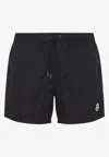 Moncler Logo Patch Detail Elastic Waist Swim Shorts In Black