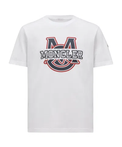 Moncler Logo Pattern Cotton T-shirt In White