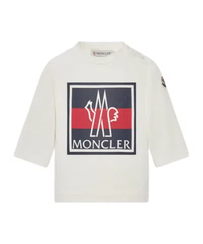 Moncler Logo Pattern Long-sleeved T-shirt In White