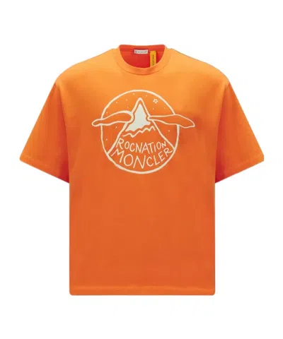 Moncler Logo Pattern T-shirt In Orange