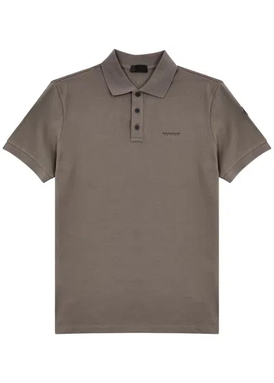Moncler Logo Piqué Cotton Polo Shirt In Beige