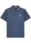Moncler Logo Cotton Piquet Polo Shirt In Petrol