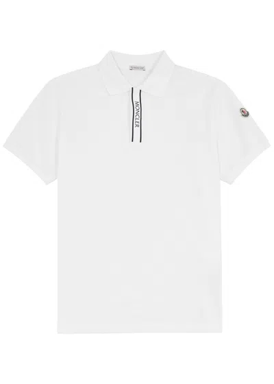 Moncler Logo Piqué Cotton Polo Shirt In White