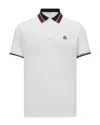 Moncler Logo Cotton Piquet Polo Shirt In White