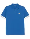 Moncler Logo Cotton Piquet Polo Shirt Blue In Blue