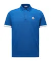 Moncler Logo Cotton Piquet Polo Shirt Blue In Blue