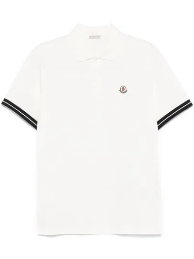 Moncler Logo Piquet Polo Shirt In White