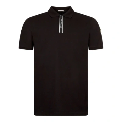Moncler Logo Placket Polo Shirt In Black