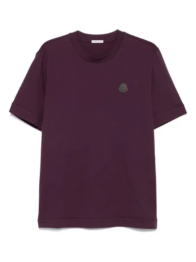 Moncler Logo-plaque Cotton T-shirt In Burgundy
