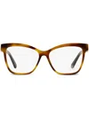 Moncler Logo-plaque Glasses In Brown