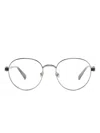 Moncler Logo-plaque Oval-frame Glasses In Silber