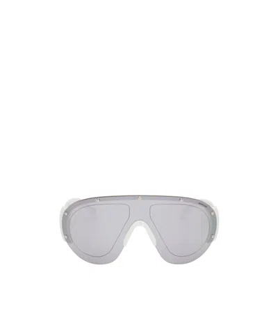 Moncler Logo-plaque Oversize-frame Sunglasses In Gray