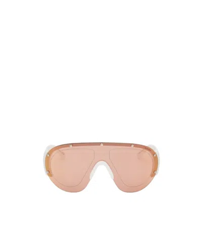 Moncler Logo-plaque Oversize-frame Sunglasses In Nude