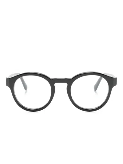 Moncler Logo-plaque Pantos-frame Glasses In 001 Nero Lucido