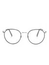 Moncler Logo-plaque Round-frame Glasses In Blau