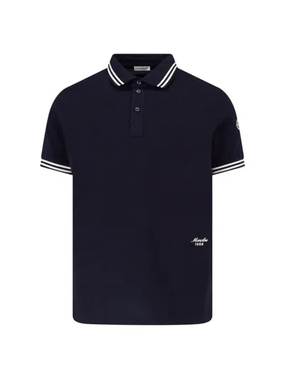 Moncler Logo Polo In Blue