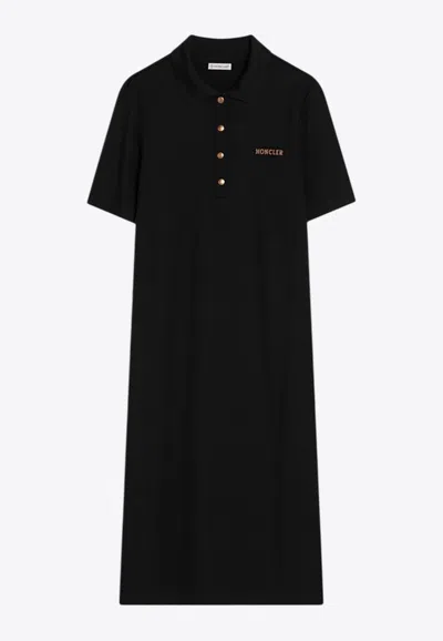 Moncler Logo Polo Midi Dress In Black