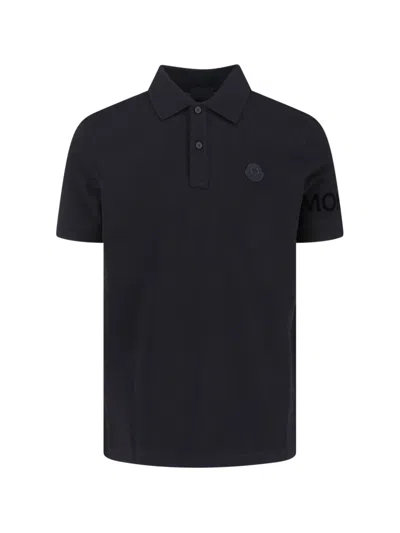 Moncler Logo Polo Shirt In Black