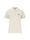 Moncler White Polo Shirt With Logo Patch On The Front In Cotton Woman In Cream