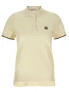 Moncler White Piquet Logo Patch Polo Shirt In White