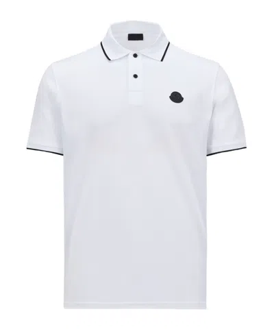 Moncler Logo-patch Cotton Polo Shirt In White