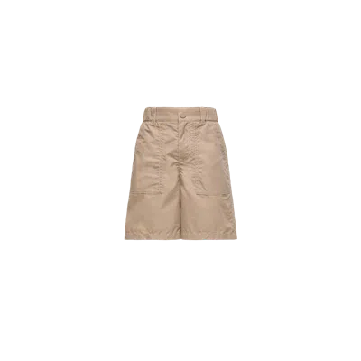 Moncler Kids' Bermuda En Popeline À Logo, Garçons, Beige, Taille: 8a In Brown