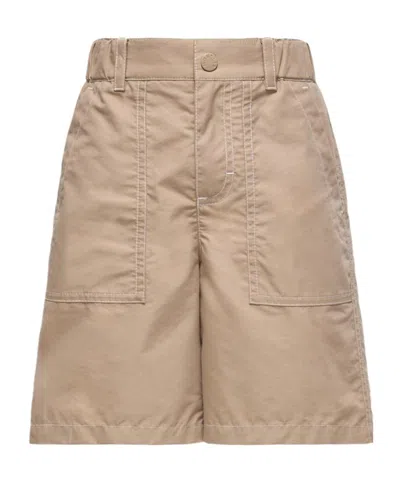 Moncler Logo Poplin Bermuda Shorts In Brown
