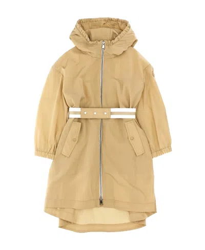 Moncler Logo-print Belted-waist Rain Jacket In Nude