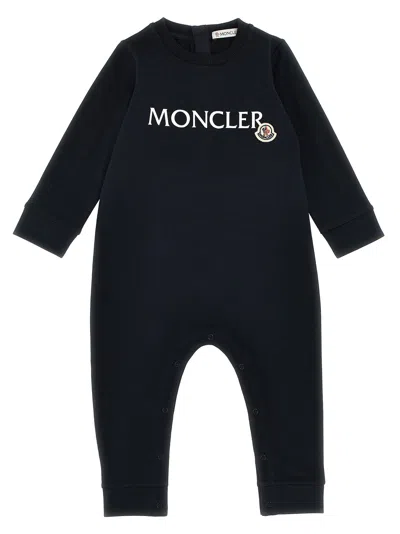 Moncler Babies' Logo Print Bib In Blue