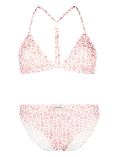 Moncler Logo-print Stretch Bikini In Pink