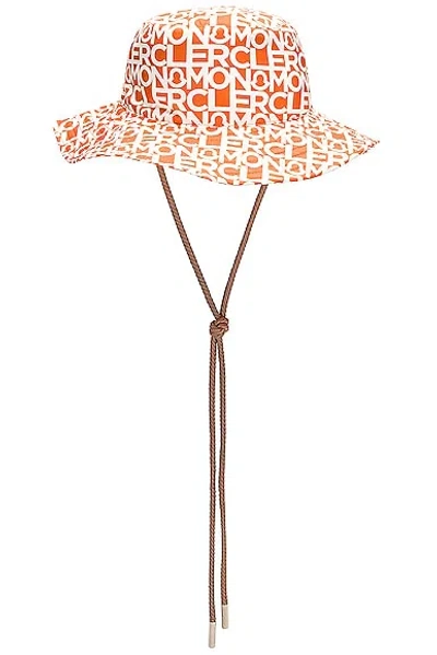 Moncler Logo Print Bucket Hat In Orange