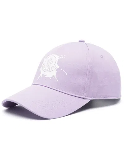 Moncler Logo-print Cotton Baseball Cap In Purple