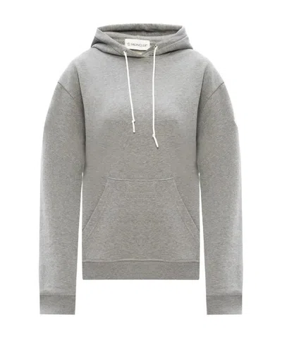 Moncler Logo-print Cotton Hoddie In Gray