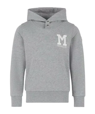 Moncler Logo-print Cotton Hoodie In Gray