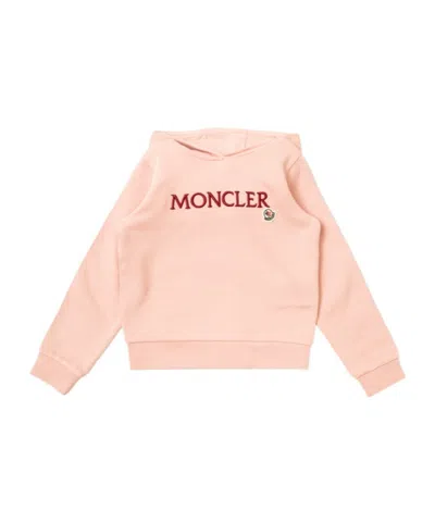 Moncler Logo-print Cotton Hoodie In Pink