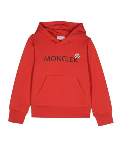 Moncler Logo-print Cotton Hoodie In Red