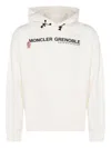 Moncler Grenoble Logoed Cotton Hooded Sweatshirt In White