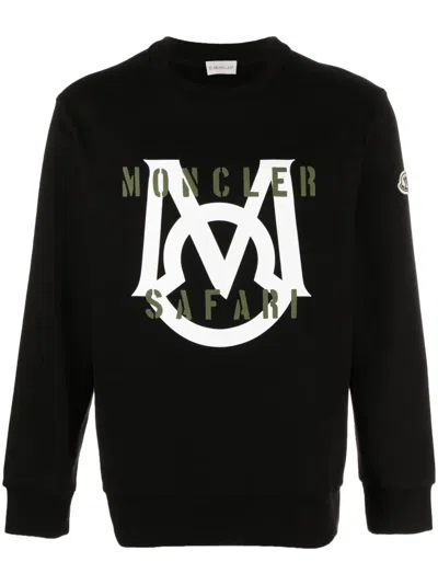 Moncler Logo-print Cotton Sweatshirt In Black