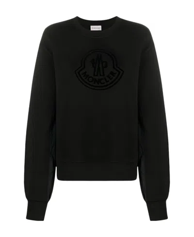 Moncler Logo-print Cotton Sweatshirt In Black