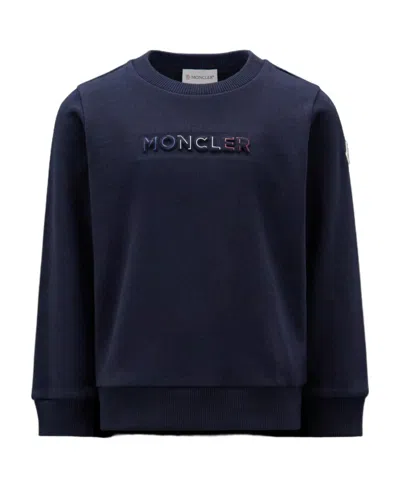 Moncler Logo-print Cotton Sweatshirt In Blue