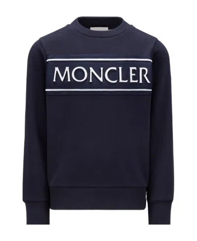 Moncler Logo-print Cotton Sweatshirt In Blue